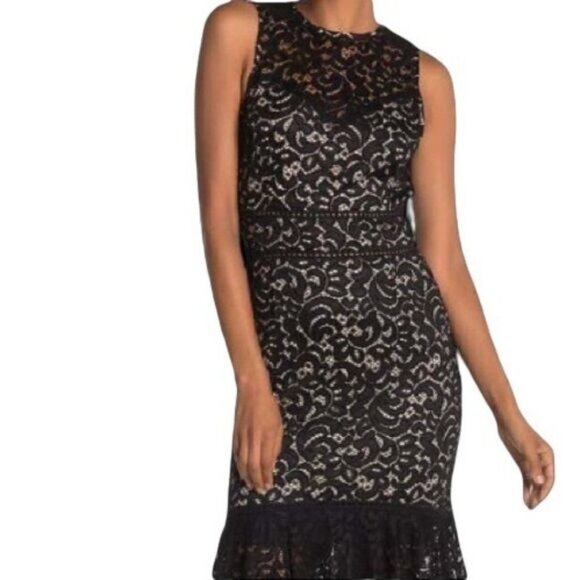 Bodycon Women Sleeveless Lace Handkerchief Hem Midi Dress by ONE ONE SIX‎ XS - Picture 3 of 11